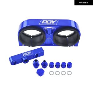 ツイン燃料ポンプ ブラケット ビレット アルミ アセンブリ アウトレット マニホールド ブラック 044 燃料ポンプ 用 ロゴ付き LD2642-QY - BLUE WITH PQY LOGO