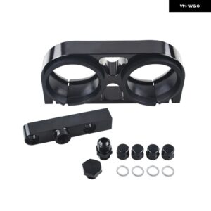 ツイン燃料ポンプ ブラケット ビレット アルミ アセンブリ アウトレット マニホールド ブラック 044 燃料ポンプ 用 ロゴ付き LD2642-QY - BLACK WITHOUT LOGO