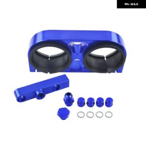 ツイン燃料ポンプ ブラケット ビレット アルミ アセンブリ アウトレット マニホールド ブラック 044 燃料ポンプ 用 ロゴ付き LD2642-QY - BLUE WITHOUT LOGO