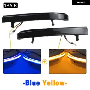 2X LADA PRIORA 2170 LADA 2110-2112 サイド ミラー ランプ LED ダイナミックウィンカー ライトウインカーインジケータフラッシャー - Blue-Yellow