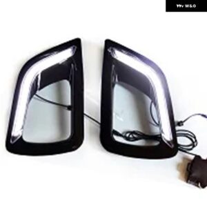 ブラッククローム LED ライト DRL フォグランプ カバー カーアクセサリー NAVARA NP300 2015-2018 車用 - BLACK ONLY WHITE