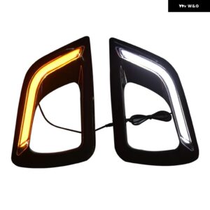 ブラッククローム LED ライト DRL フォグランプ カバー カーアクセサリー NAVARA NP300 2015-2018 車用 - BLACK YELLOW WHITE