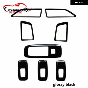 8ピース ステンレス ステル インテリア 窓プレートカバー インテリア ボタン パネル カバー エベレスト EMDEAVOUR 2016 2017 - GLOSSY BLACK 8PCS