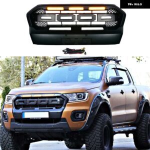 フロント レーシンググリル レンジャー T8 ワイルド トラック グリル レンジャー T8 2018-2021 メッシュマスクカバー グリル ピックアップ部品 - black yellow led