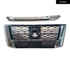 NP300 用フロントグリル ナバラ NP300 PRO-4X 2021 2022 レーシンググリル フロント バンパー グリル カバー グリル メッシュライト - Sliver with led trim