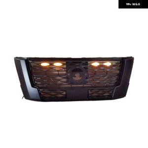 NP300 用フロントグリル ナバラ NP300 PRO-4X 2021 2022 レーシンググリル フロント バンパー グリル カバー グリル メッシュライト - black with leds