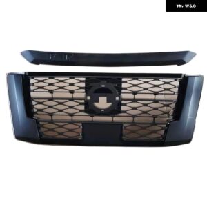 NP300 用フロントグリル ナバラ NP300 PRO-4X 2021 2022 レーシンググリル フロント バンパー グリル カバー グリル メッシュライト - black with trim