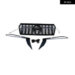 2018-21 LED ABS グリル プラド FJ150 2018-2021 レーシンググリル 自動 バンパー メッシュマスクカバー - full Black