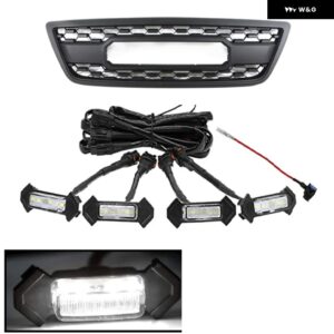 ホワイト/ アンバー LED フロント レーシンググリル グリル 35827 LX470 ABS グリル フロント バンパー カバー 自動 - White LED