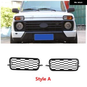 2個 カーボンフロント フォグランプ カバー ネット プロテクター ケースメッシュモールドアクセサリー LADA NIVA - Style A