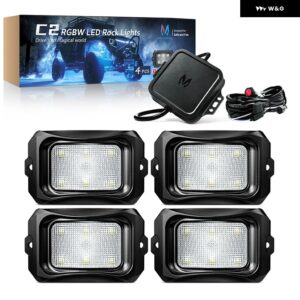 C2 12ポッド RGBW LED ロックライト曲面マルチカラーアンダーグローネオンライトキット ワイヤレスアプリ音楽モードライト - 4 pods