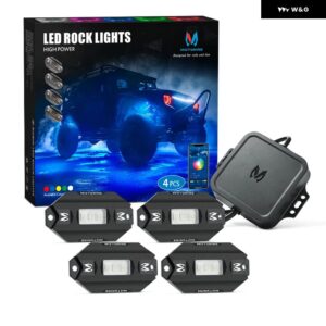 C1 8 ポッド RGBW LED ロックライトリモートマルチカラーアンダーグローネオンライトキット ワイヤレスアプリコントローラー音楽モード - C1 4 pods