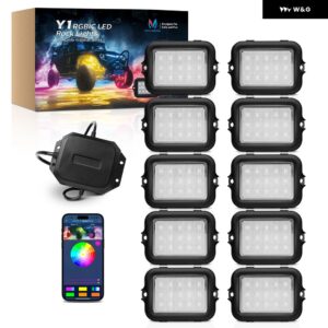 8/10/12 ポッド RGB IC LED ロックライトキット 追跡カラーマルチカラーネオンアンダーグローライトキット ワイヤレス APP 制御 付き - 10 pods RGBIC