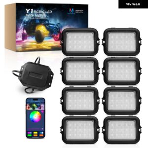 8/10/12 ポッド RGB IC LED ロックライトキット 追跡カラーマルチカラーネオンアンダーグローライトキット ワイヤレス APP 制御 付き - 8 pods RGBIC