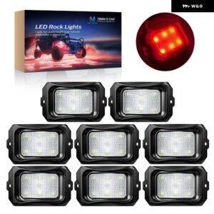 C2 レッドロックライト 8 ポッド 8個 ソリッドカラーロックライトネオンアンダーグローライトキット 防水 アンダーボディグローランプ - SMT01-C2RG-1T8H