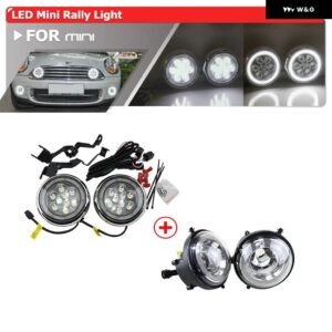 LED フロント バンパー ミニラリーライト W/DRL ハローミニクーパー R55 R57 R58 R60 R61 カントリーマン CANBUS オートライト - DRL
