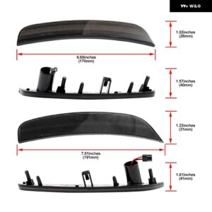 4X フィアット 500 スポーツ 2011-17 アンバー レッド LED フェンダーサイドマーカー リフレクター ライト 68136734AA68136735AA - Smoked Lens