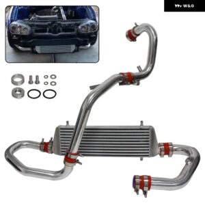 ポリッシュアルミ製フロント マウント インタークーラー アンプ パイプ キット VW ゴルフ GTI ジェッタ MK4 1.8L ターボチャージャー付き 1998-2005 に適合 - Red