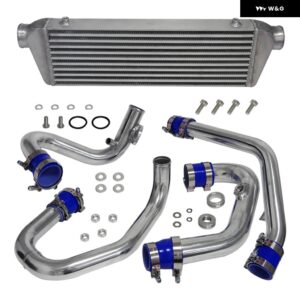 ポリッシュアルミ製フロント マウント インタークーラー アンプ パイプ キット VW ゴルフ GTI ジェッタ MK4 1.8L ターボチャージャー付き 1998-2005 に適合 - Blue