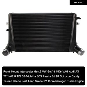 フロント マウント インタークーラーレーシング VW ゴルフ MK6 VAG 1.6/2.0 TDI 1.4/1.8/2.0 TSI ブラック/に適合 - black