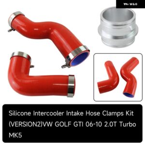 インタークーラー吸気シリコンホースクランプキット VW ゴルフ GTI 2.0T MK5 MK6 A3/S3 バージョン 2 ブラック/ブルー/レッド - Red
