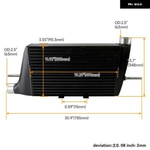 FMIC フロント マウント インタークーラーパフォーマンス ランサーエボリューション EVO X 2.0L ターボ エンジン 2008-2015 ブラック/に適合 - black