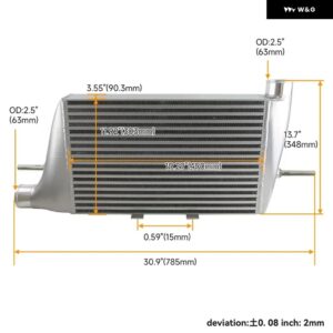 FMIC フロント マウント インタークーラーパフォーマンス ランサーエボリューション EVO X 2.0L ターボ エンジン 2008-2015 ブラック/に適合 - Silver