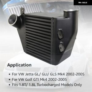 バー プレート インタークーラー ボルトオンサイド マウント VW ジェッタ GL/GLI/GLS ゴルフ GTI MK4 02-05 1.8T/1.8L ターボ アルミ ブラック/ - black