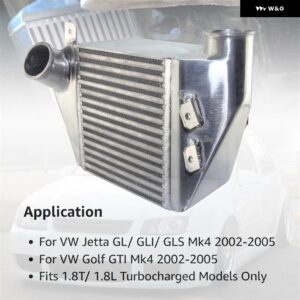 バー プレート インタークーラー ボルトオンサイド マウント VW ジェッタ GL/GLI/GLS ゴルフ GTI MK4 02-05 1.8T/1.8L ターボ アルミ ブラック/ - Silver