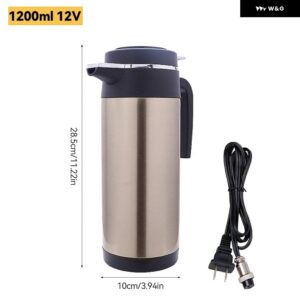 12 V/24 V 750 ミリリットル/1200 ミリリットルステンレス 車電気加熱カップケトル給湯器ボトル車シャットオフ急速沸騰ケトルツーリング - 1200ml 12V
