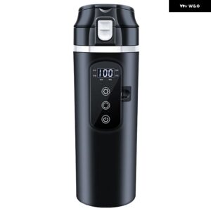 12 V/24 V 加熱カップスマート温度 制御 コーヒーミルク加熱ケトルステンレス ポータブル加熱 500 ミリリットル魔法瓶カップ - black