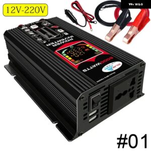 オートピーク 900ワット LCD ディスプレイ 電源インバーターデュアル USB 電圧変換アダプタ 12V 220V/110V 正弦波変圧器 - DC 12V-AC 220V2