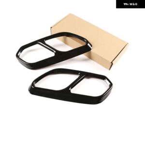 VW トゥアレグ CR7 2018-21 ステンレス 黒リア左右マフラー パイプ 先端カバー トリム 装飾 - Blakc