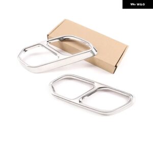 VW トゥアレグ CR7 2018-21 ステンレス 黒リア左右マフラー パイプ 先端カバー トリム 装飾 - Silver