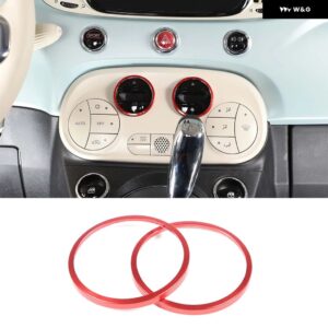 フィアット 500/アバルト 500 2010-2022 合金 車ダブルフラッシュガラスリフティング 装飾 リング インテリア アクセサリー - style B Red