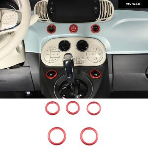 フィアット 500/アバルト 500 2010-2022 合金 車ダブルフラッシュガラスリフティング 装飾 リング インテリア アクセサリー - style A Red