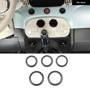 フィアット 500/アバルト 500 2010-2022 合金 車ダブルフラッシュガラスリフティング 装飾 リング インテリア アクセサリー - Style A Black