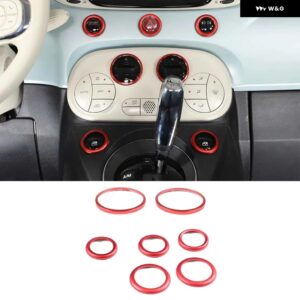 フィアット 500/アバルト 500 2010-2022 合金 車ダブルフラッシュガラスリフティング 装飾 リング インテリア アクセサリー - 7pcs Red