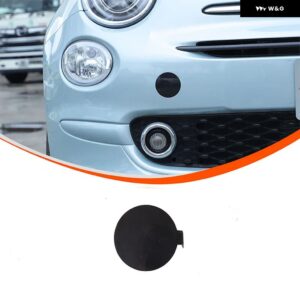 ABS 黒 フィアット 500 2016-2024 フロントリア牽引フックカバー テールトレーラーキャップ トリム カーアクセサリー - front