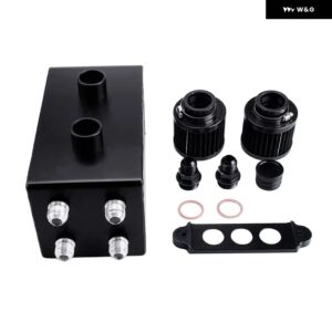 3.5L 改良アルミ4ポート エンジン オイルキャッチタンク/缶 ブリーザー アンプ付 フィルター ドレンタップ2LTバッフル付燃料タンク RS-OCC045 - black