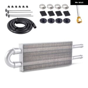 NEW アルミ 2列オイル クーラー キット ラジエーター カー トランス ミッション プレート フィン オイルクーラー オート マニュアル ラジエターコンバーター - Silver