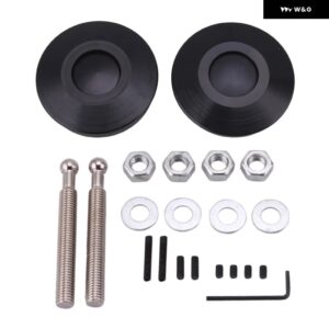 プッシュ ボタン ビレット フードピンロッククリップキット エンジン ボンネット ロック車クイックラッチRS-ENL008 - black