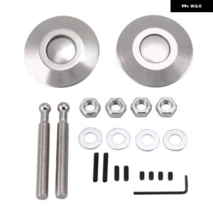 プッシュ ボタン ビレット フードピンロッククリップキット エンジン ボンネット ロック車クイックラッチRS-ENL008 - Silver