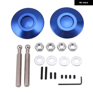 プッシュ ボタン ビレット フードピンロッククリップキット エンジン ボンネット ロック車クイックラッチRS-ENL008 - Blue