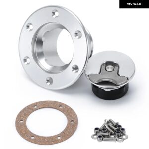 アルミビレット 燃料バッテリー/燃料サージ タンクキャップ フラッシュ マウント 6 ボルト表面酸化開口部 ID 35.5MM SLYXG01 - Silver