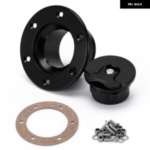 アルミビレット 燃料バッテリー/燃料サージ タンクキャップ フラッシュ マウント 6 ボルト表面酸化開口部 ID 35.5MM SLYXG01 - black