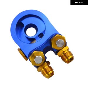 アルミ AN10 オイルクーラー アダプター サンドイッチターボサーモスタットとフィッティング 3/4-16 UNF M20 * 1.5 VR6746 - Blue