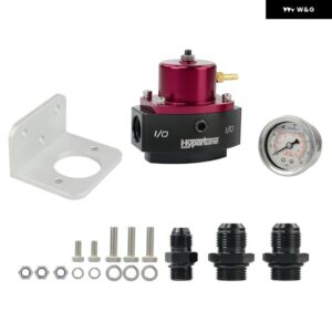 E85 AN6 AN8 継手互換リターンスタイル ビレット アルミバイパス燃圧レギュレーター - black red