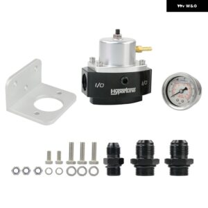 E85 AN6 AN8 継手互換リターンスタイル ビレット アルミバイパス燃圧レギュレーター - Black silver