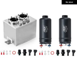 3L デュアルビレット アルミ燃料サージタンク/サージタンク 2PC 044 燃料ポンプ 付きブラック TK84044 - Black fuel pump4